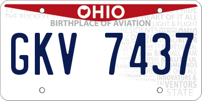OH license plate GKV7437