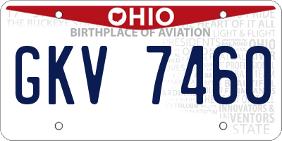 OH license plate GKV7460