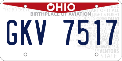OH license plate GKV7517