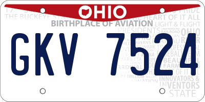 OH license plate GKV7524
