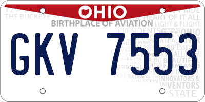 OH license plate GKV7553