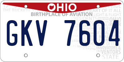 OH license plate GKV7604