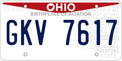 OH license plate GKV7617
