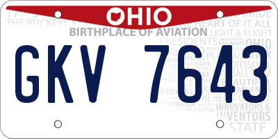 OH license plate GKV7643