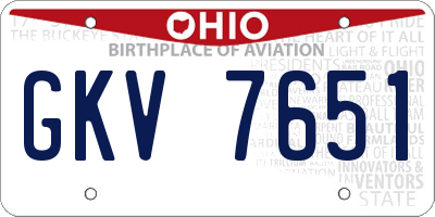 OH license plate GKV7651