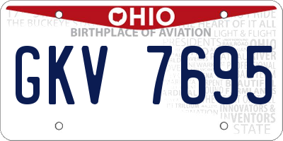 OH license plate GKV7695