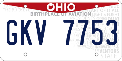 OH license plate GKV7753
