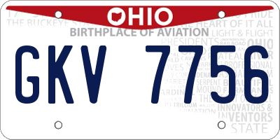 OH license plate GKV7756