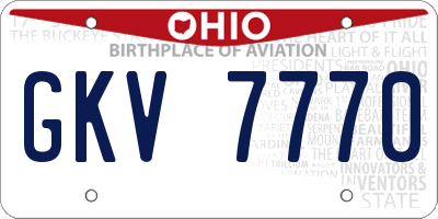 OH license plate GKV7770
