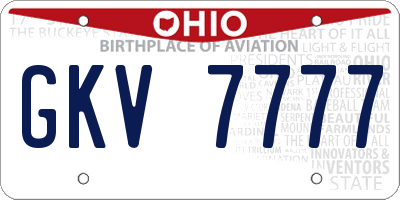 OH license plate GKV7777