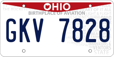 OH license plate GKV7828
