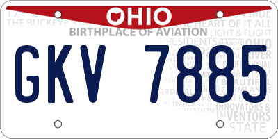 OH license plate GKV7885