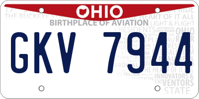 OH license plate GKV7944