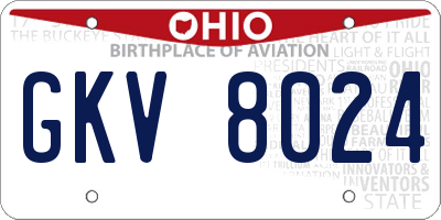 OH license plate GKV8024