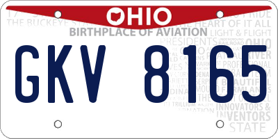 OH license plate GKV8165
