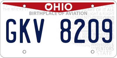 OH license plate GKV8209