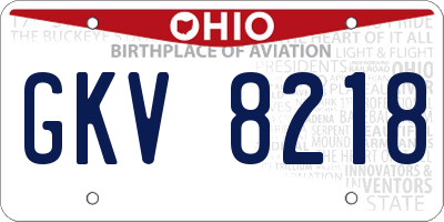 OH license plate GKV8218