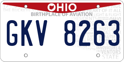 OH license plate GKV8263