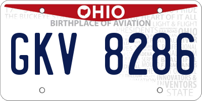 OH license plate GKV8286