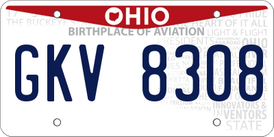 OH license plate GKV8308