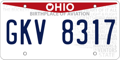 OH license plate GKV8317