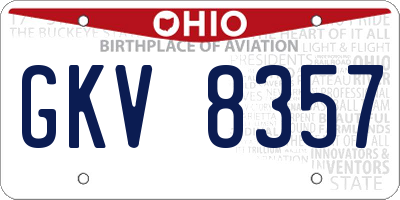 OH license plate GKV8357