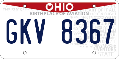 OH license plate GKV8367