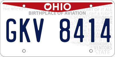 OH license plate GKV8414