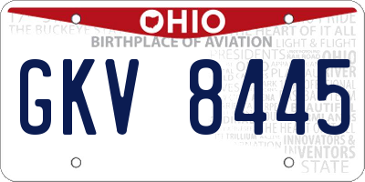 OH license plate GKV8445