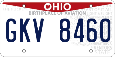 OH license plate GKV8460