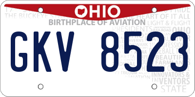 OH license plate GKV8523