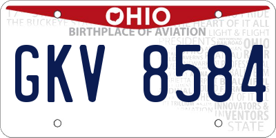 OH license plate GKV8584