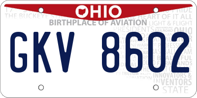 OH license plate GKV8602