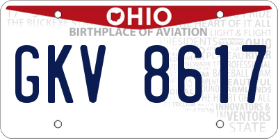 OH license plate GKV8617