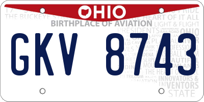 OH license plate GKV8743