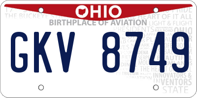 OH license plate GKV8749