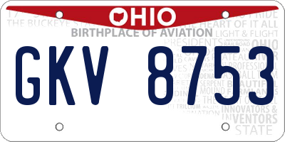 OH license plate GKV8753