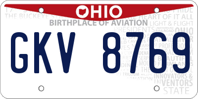 OH license plate GKV8769