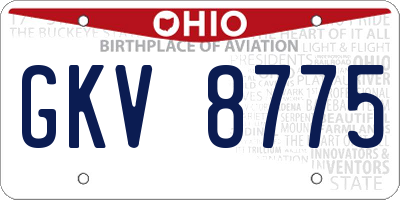 OH license plate GKV8775