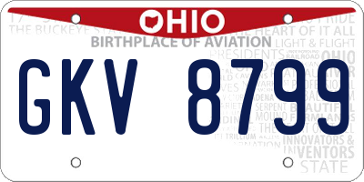 OH license plate GKV8799