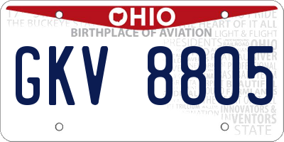 OH license plate GKV8805
