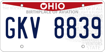 OH license plate GKV8839