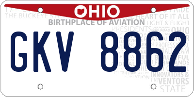 OH license plate GKV8862