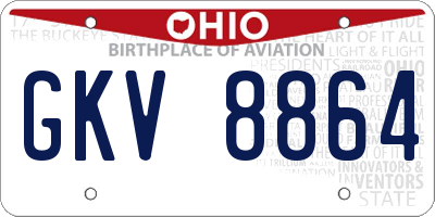 OH license plate GKV8864