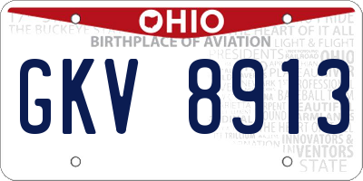 OH license plate GKV8913