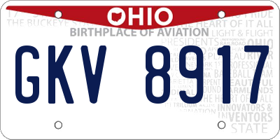 OH license plate GKV8917
