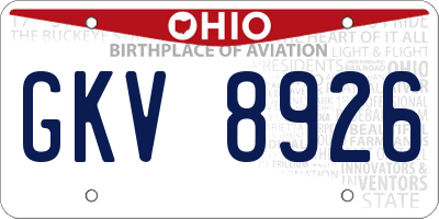OH license plate GKV8926