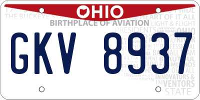 OH license plate GKV8937