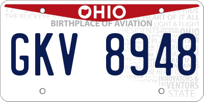 OH license plate GKV8948