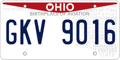 OH license plate GKV9016